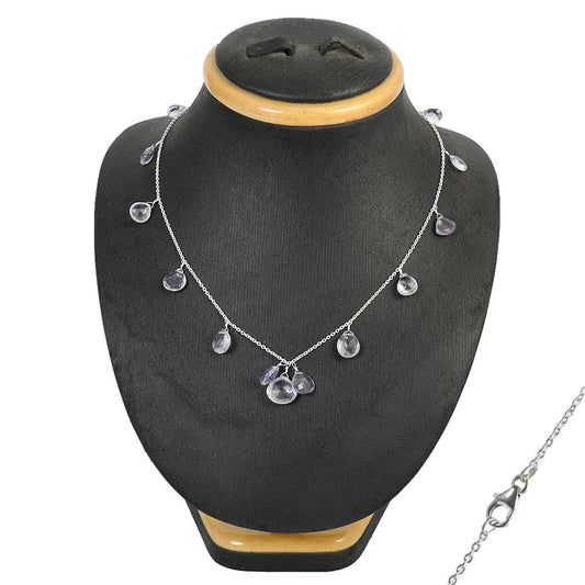 Wedding Gift For Her 925 Silver Natural Amethyst Cluster Ethnic Necklace U4