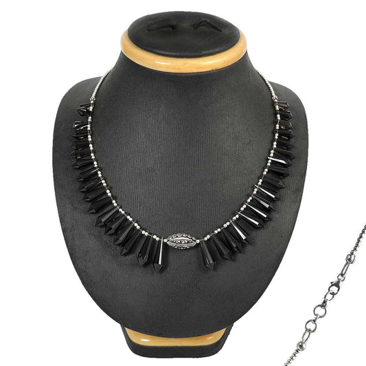 Natural Smoky Quartz Cluster Statement Necklace 925 Silver For Women D31