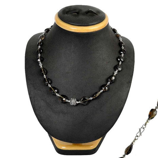 Woman Gift 925 Silver Natural Smoky Quartz Cluster Necklace O13