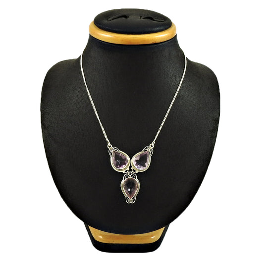 Christmas Gift 925 Sterling Silver Natural Amethyst Gemstone Necklace E5