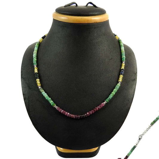 Woman Gift Natural Ruby Gemstone Beaded Necklace 925 Sterling Silver K7