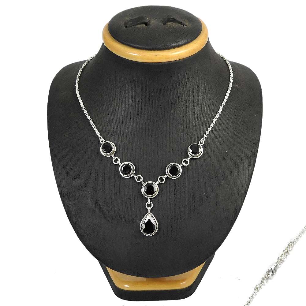 Gift For Her 925 Silver Natural Garnet Gemstone Cluster Ethnic Necklace H24