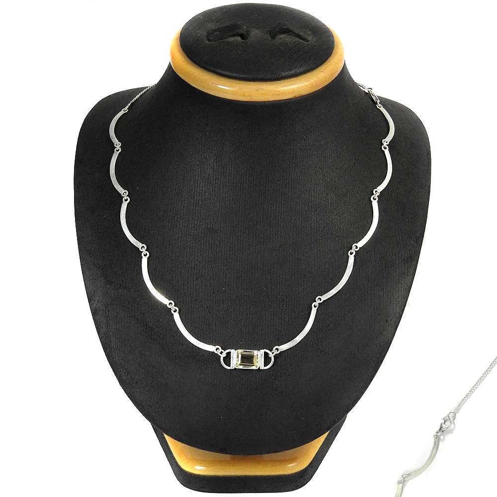 Natural Citrine Gemstone 925 Silver Cluster Tribal Necklace For Women W1