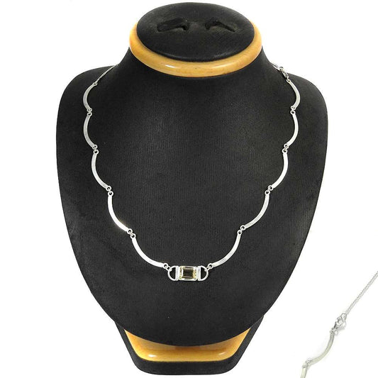 Natural Citrine Gemstone 925 Silver Cluster Tribal Necklace For Women W1