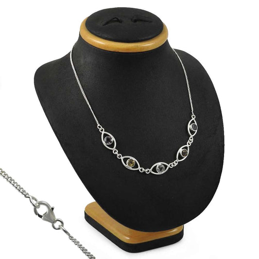 Natural Crystal Gemstone Cluster Bohemian Clear Necklace 925 Sterling Silver W16