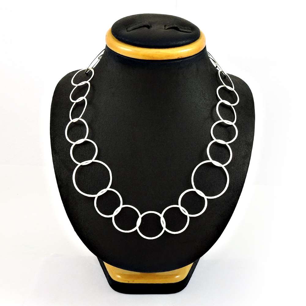 Cluster Bog Round Link Chain Necklace 925 Solid Sterling Silver Jewelry K23