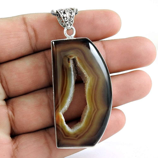 Perfect 925 Sterling Silver Druzy Gemstone Pendant Handmade Jewelry D24