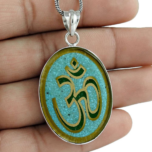 Pendant OM 925 Solid Sterling Silver Handmade Indian Jewelry G1