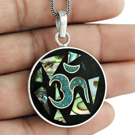 Pendant OM 925 Solid Sterling Silver Handmade Indian Jewelry J1