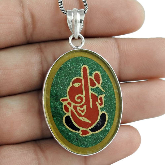 Well-Favoured 925 Sterling Silver 925 Sterling Silver Gemstone Pendant Tribal Jewelry D26