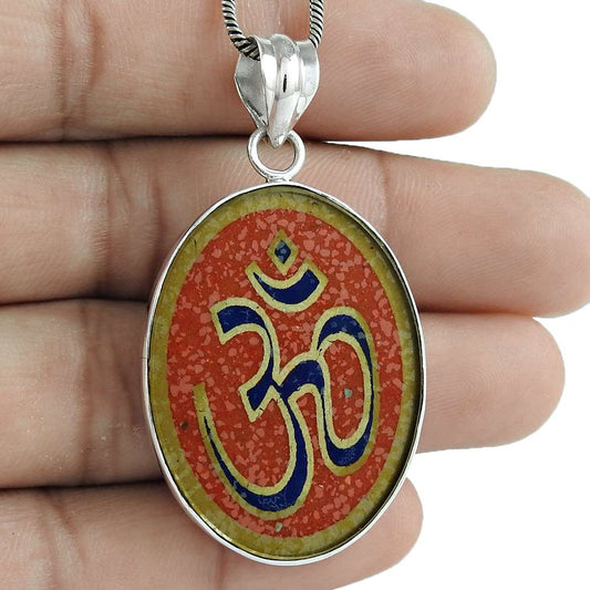 Pendant OM 925 Solid Sterling Silver Handmade Indian Jewelry O1