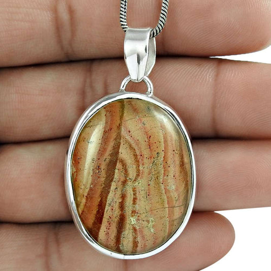 Personable 925 Sterling Silver Sponge Coral Gemstone Pendant Vintage Jewelry D27