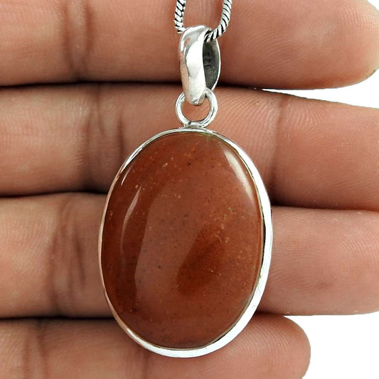 Natural Jasper Gemstone Pendant Bohemian 925 Sterling Silver Indian Jewelry X14