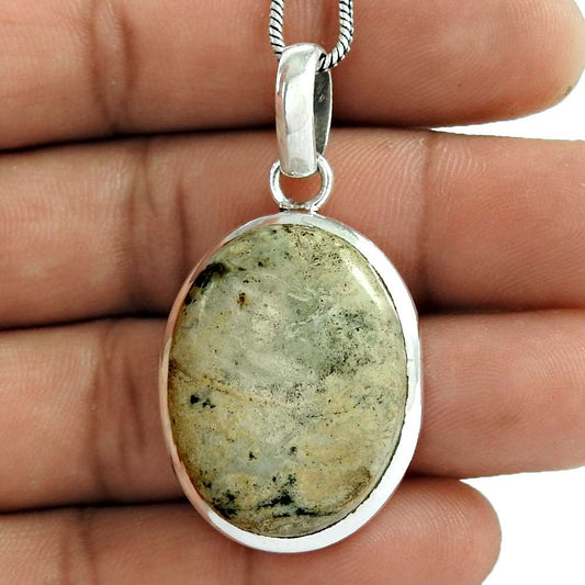 Natural Ocean Jasper Gemstone Pendant Tribal 925 Sterling Silver Jewelry Q4