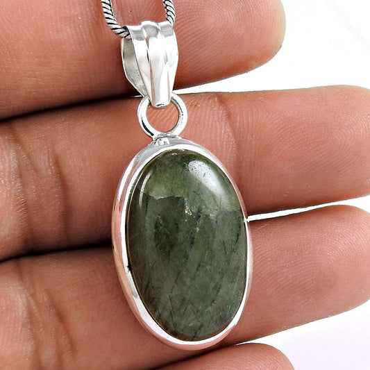 Gift For Her 925 Silver Natural Rutilated Quartz Gemstone Pendant Bohemian R32
