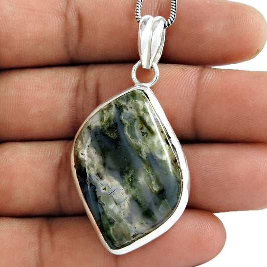 Wedding Gift For Her 925 Silver Natural Jasper Gemstone Pendant Tribal I6