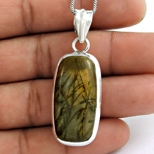 Birthday Gift For Her Natural Jasper Gemstone Pendant Tribal 925 Silver H25