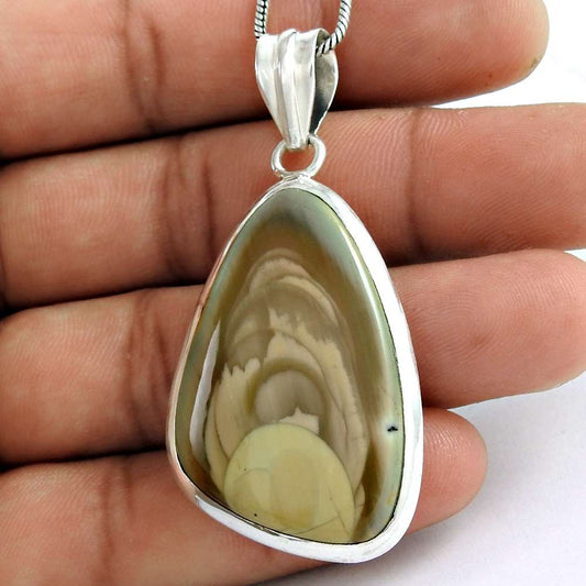 Natural Royal Imperial Agate Gemstone 925 Silver Pendant Tribal For Girls F7