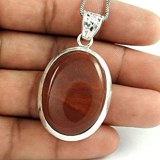 Natural Jasper Gemstone Pendant Boho 925 Sterling Silver Jewelry For Women W25