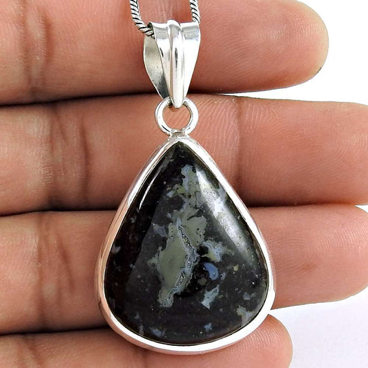 Natural Jasper Gemstone Indian Jewelry 925 Sterling Silver Pendant For Girls E5