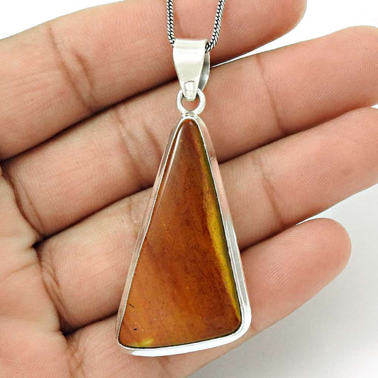 Natural Mookaite Gemstone Pendant Vintage 925 Sterling Silver For Women C31
