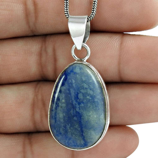 Halloween Gift Natural Sodalite Gemstone Pendant 925 Sterling Silver Jewelry Z9