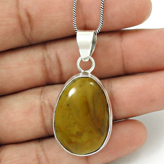 Natural Imperial Jasper Gemstone 925 Silver Pendant Bohemian For Girls F31