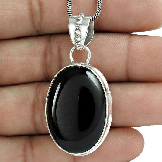 Wedding Gift For Her 925 Sterling Silver Natural Onyx Gemstone Pendant Boho J6