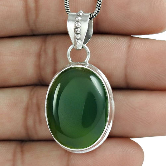 Wedding Gift For Her 925 Silver Natural Onyx Gemstone Pendant Ethnic Z26