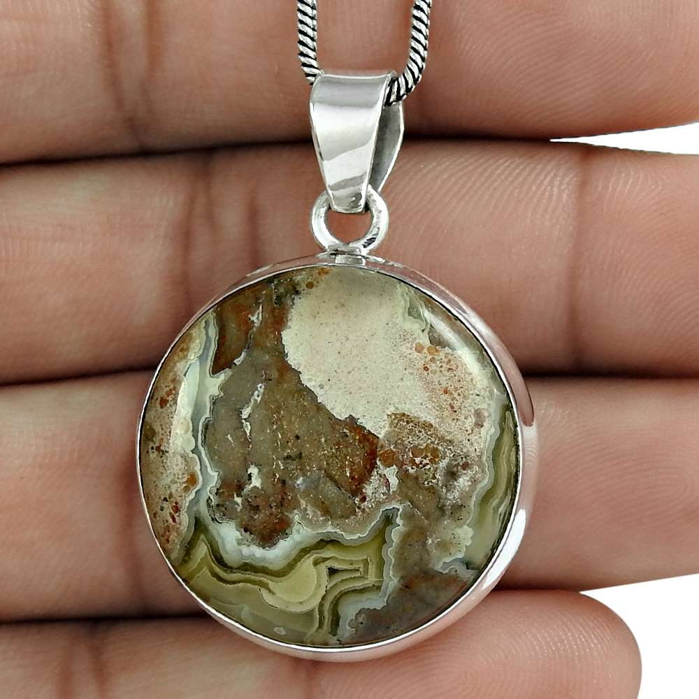 Natural Rhodochrosite Gemstone Pendant Tribal 925 Sterling Silver For Girls E11