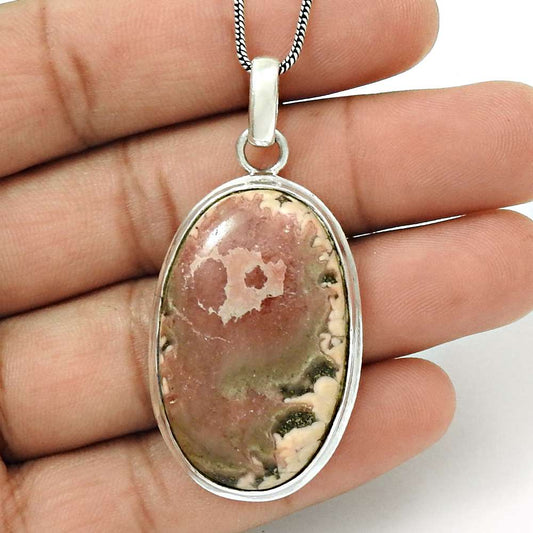 Gift For Women Pendant Stylish 925 Silver Natural Rhodochrosite Gemstone G31