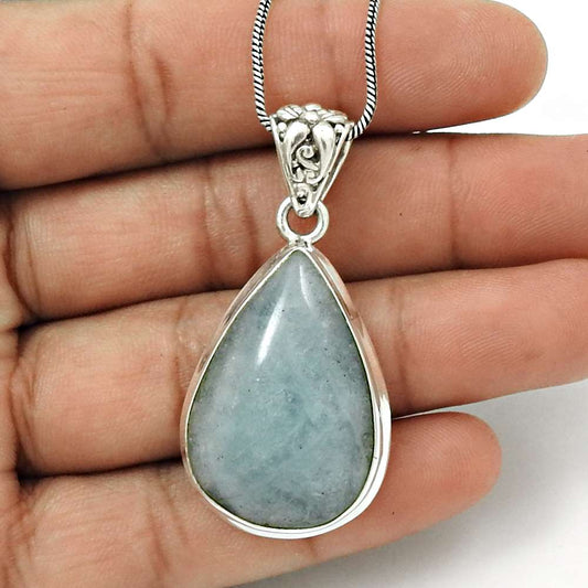 Wedding Gift For Her 925 Silver Natural Peruvian Opal Gemstone Pendant Boho K31
