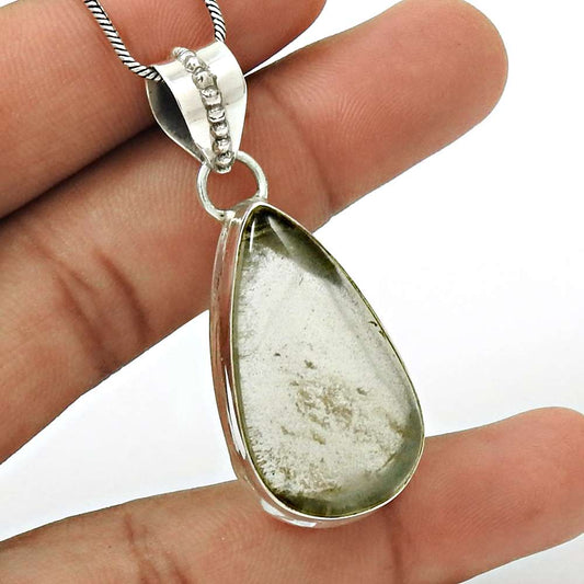 Gift For Her 925 Sterling Silver Natural Lodolite Gemstone Pendant Ethnic L31