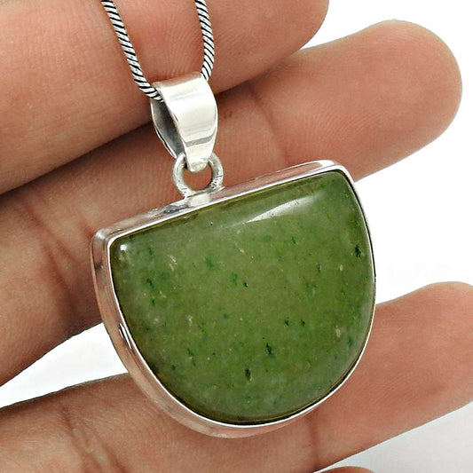 Natural Aventurine Gemstone Pendant Boho 925 Sterling Silver Indian Jewelry Z31