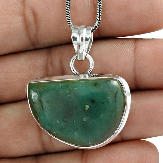 Halloween Gift Natural Azurite Gemstone Pendant 925 Sterling Silver G13