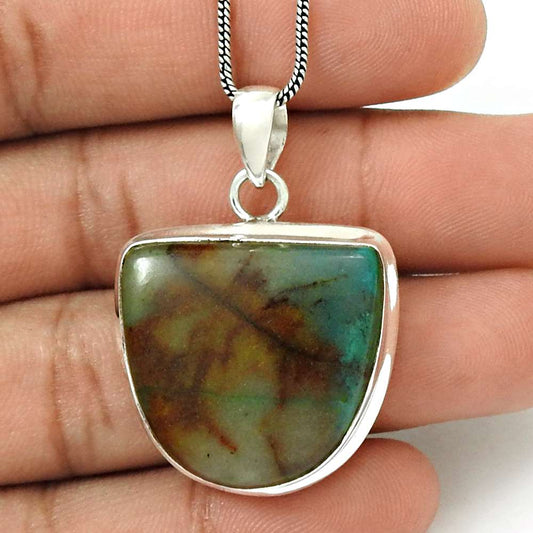 Natural Imperial Jasper Gemstone 925 Silver Pendant Tribal For Girls E32
