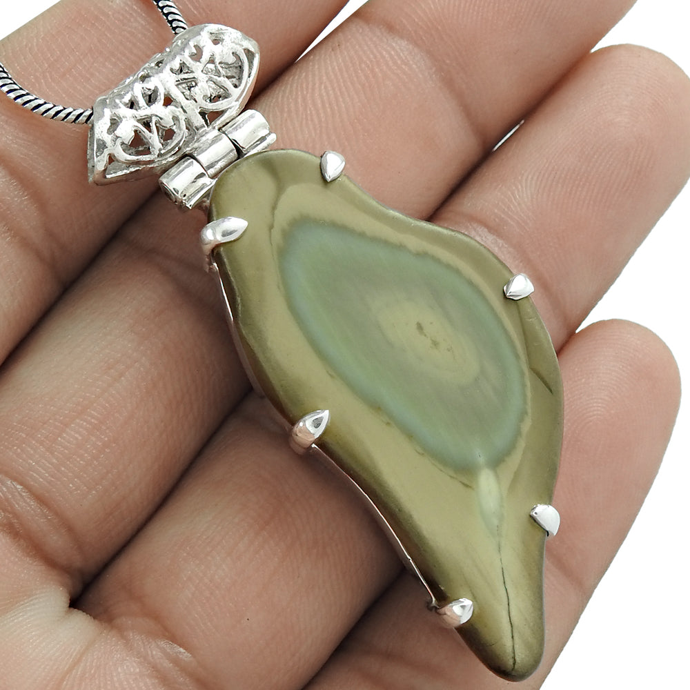 Natural Imperial Jasper Gemstone 925 Sterling Silver Christmas Gift Pendant A4