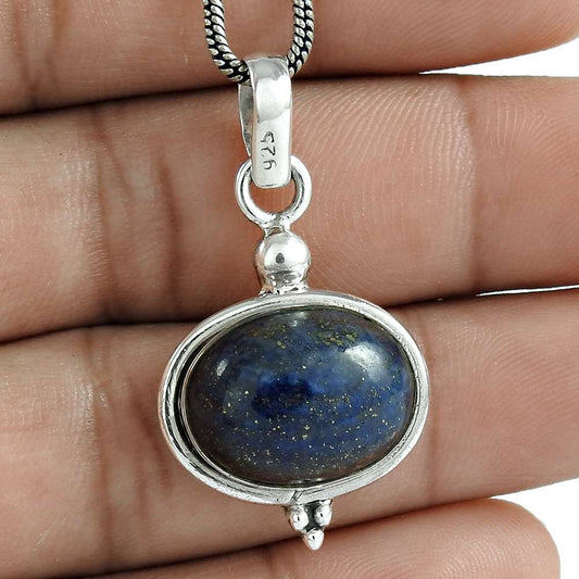 Wedding Gift For Her 925 Silver Natural Lapis Lazuli Gemstone Pendant Tribal R87
