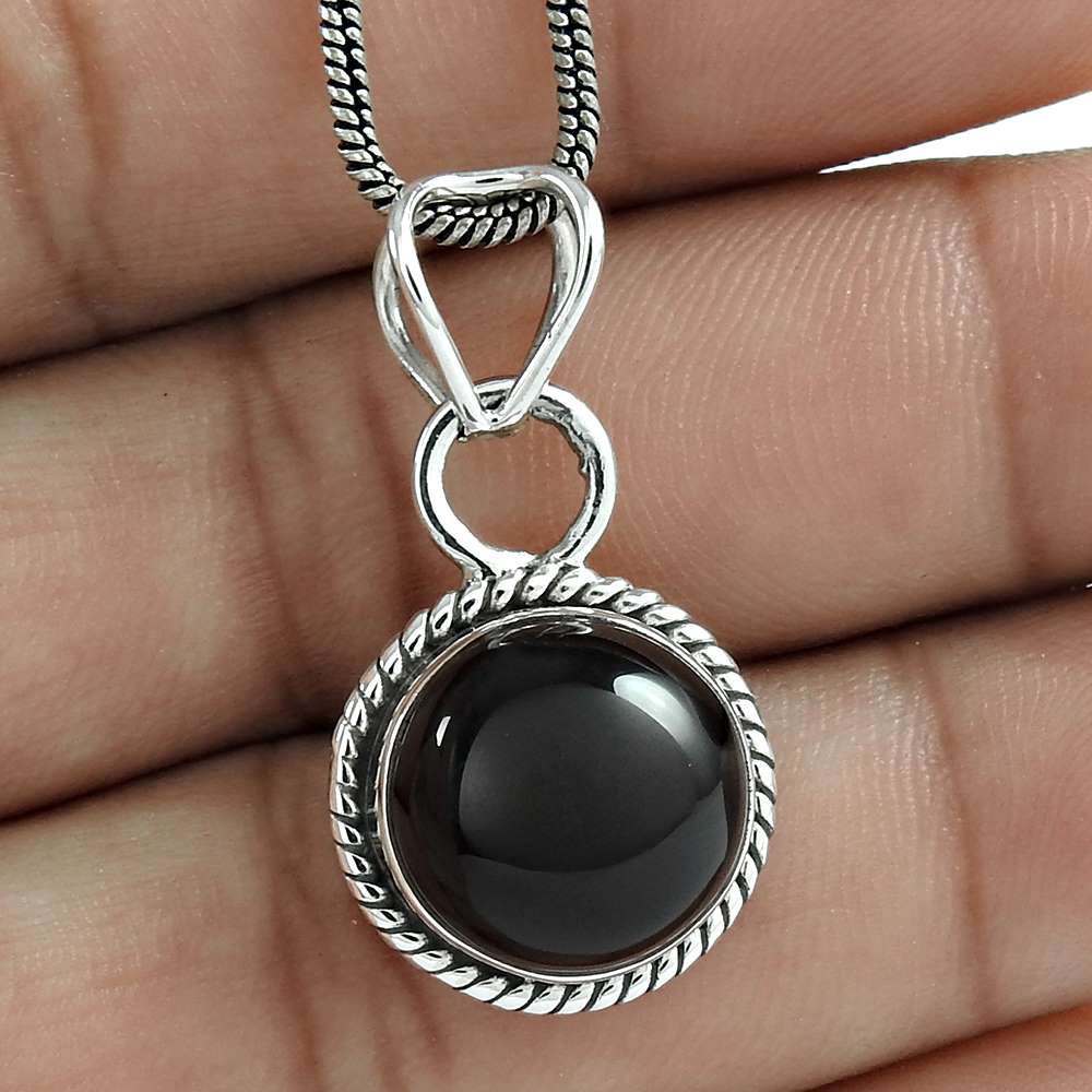 Natural Onyx Gemstone Pendant Bohemian 925 Sterling Silver Indian Jewelry A8