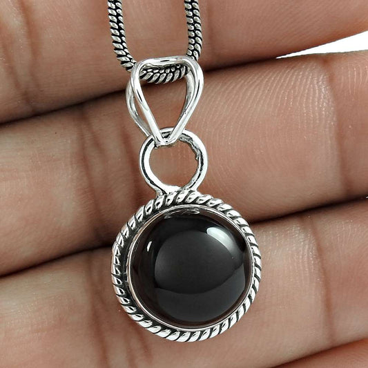Natural Onyx Gemstone Pendant Bohemian 925 Sterling Silver Indian Jewelry A8