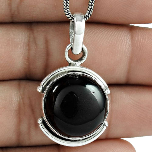 Anniversary Gift For Her Natural Onyx Gemstone Pendant Bohemian 925 Silver C42