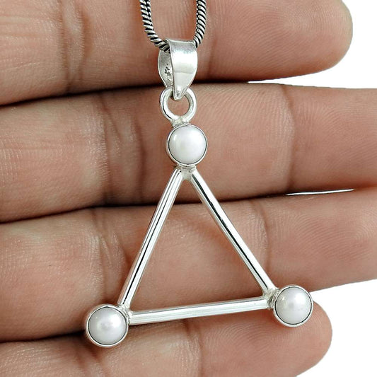 Anniversary Gift For Her Natural Pearl Gemstone Pendant Bohemian 925 Silver Y9
