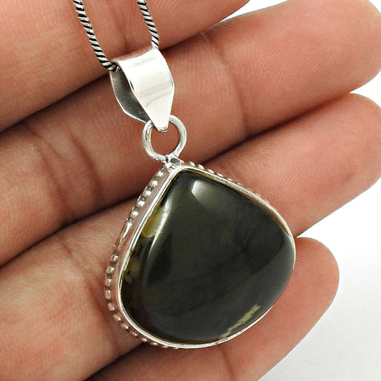 Gift For Women Pendant Stylish 925 Silver Natural Moss Agate Gemstone G32