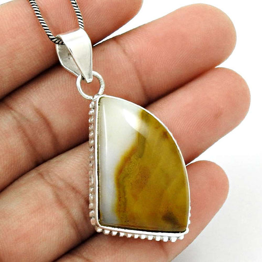 Gift For Her 925 Sterling Silver Natural Jasper Gemstone Pendant Ethnic H32