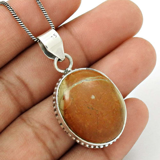 Gift For Women Pendant Stylish 925 Sterling Silver Natural Jasper Gemstone V32
