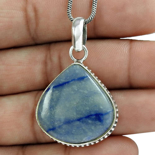 Halloween Gift 925 Sterling Silver Natural Sodalite Gemstone Jewelry Pendant S6