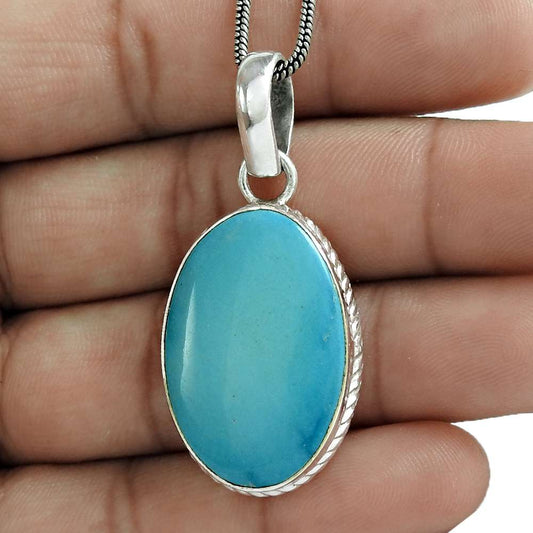 Natural Gemstone Pendant Ethnic Turquoise 925 Sterling Silver Indian Jewelry U7