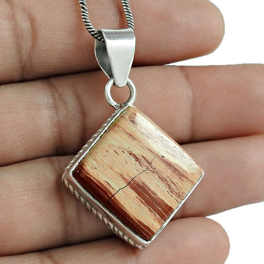 Gift For Her 925 Sterling Silver Natural Jasper Gemstone Pendant Boho E39