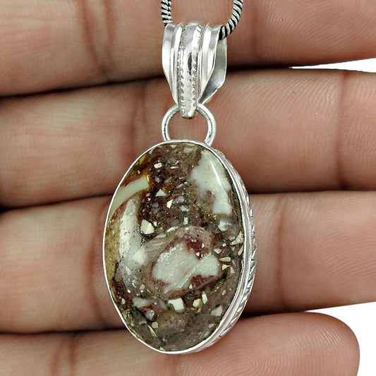 Gift For Women Pendant Ethnic 925 Sterling Silver Natural Jasper Gemstone N5