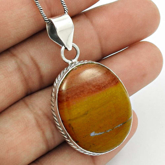 Gift For Women Pendant Boho 925 Sterling Silver Natural Mookaite Gemstone L33
